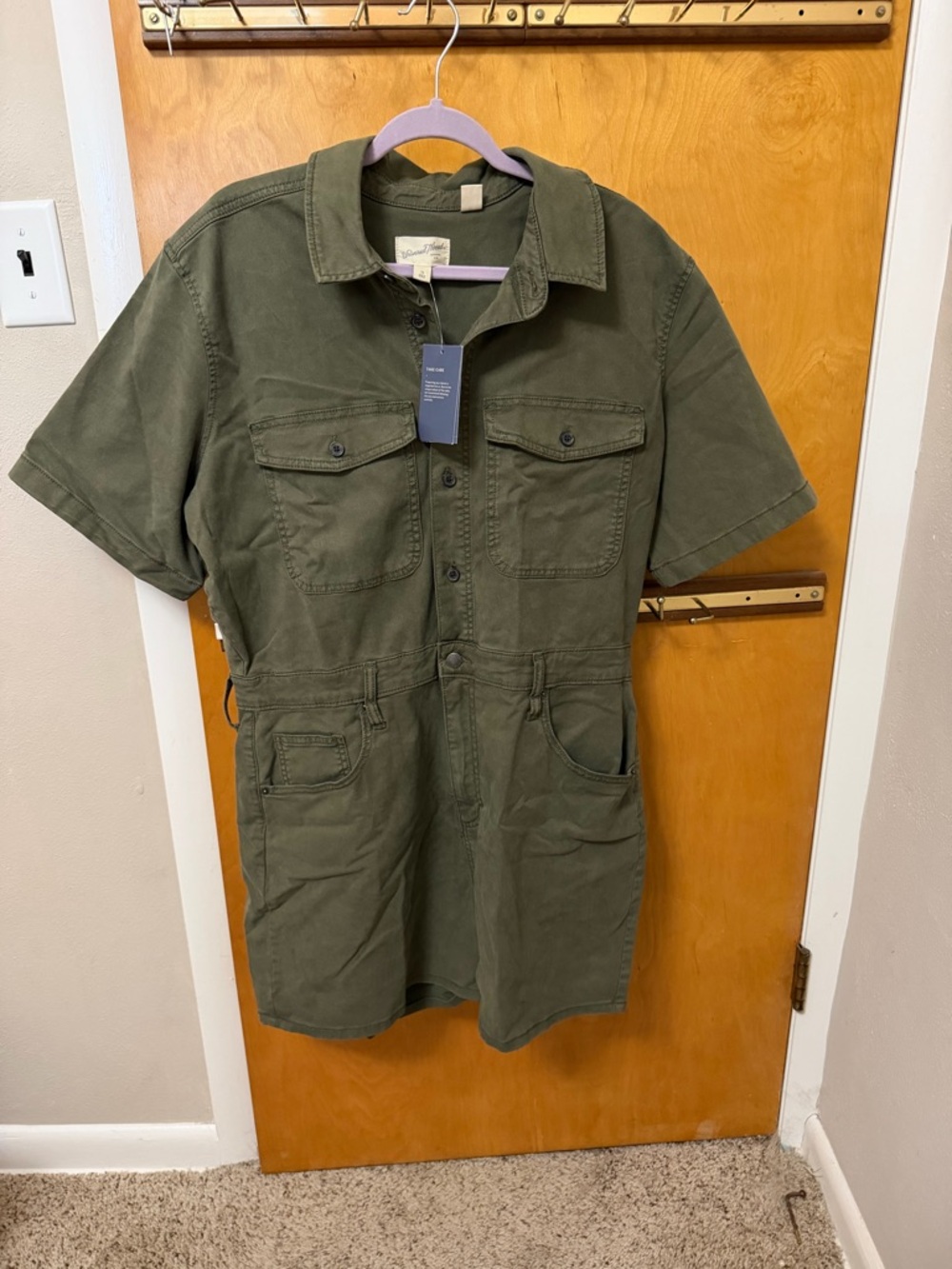 Universal Thread Olive Green Short-Sleeve Utility Romper Jacket